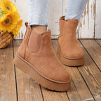 Women’s chunky platform ankle boots with fleece lining