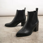 Women’s chunky heel ankle boots with pointed toe