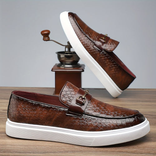 Men slip on buckle detail casual loafers