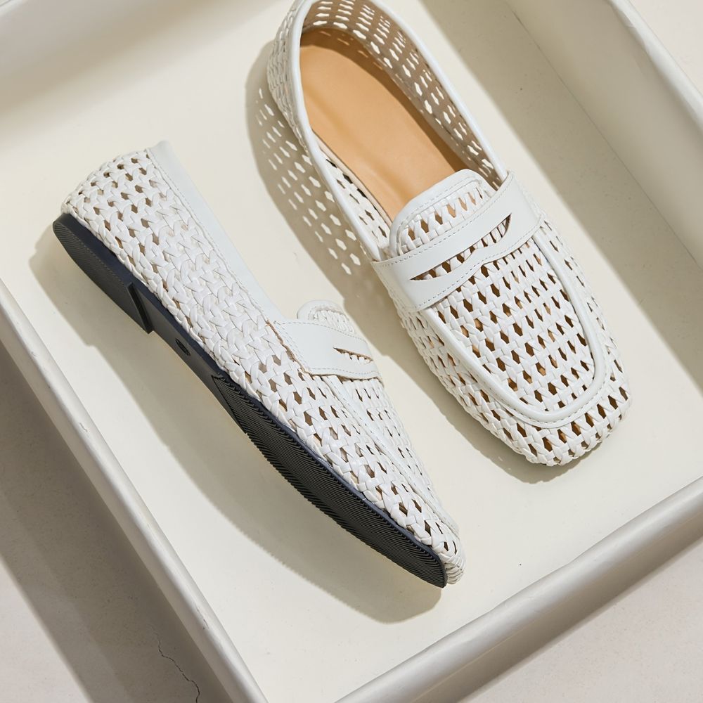 Women's breathable woven loafers with square toe