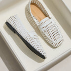 Women's breathable woven loafers with square toe