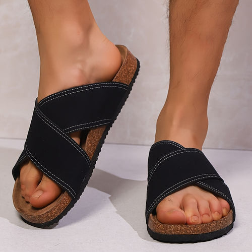 Men crossover strap slip on slippers