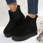 Women’s chunky platform ankle boots with fleece lining