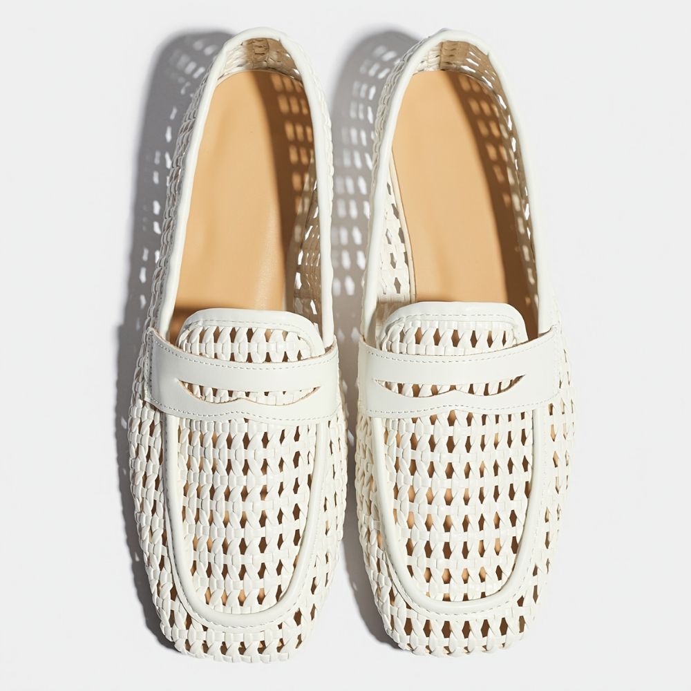 Women's breathable woven loafers with square toe