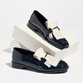 Women's square-toe color-block loafers with tassels