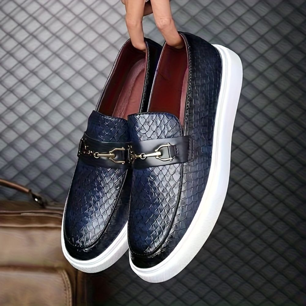 Men slip on buckle detail casual loafers