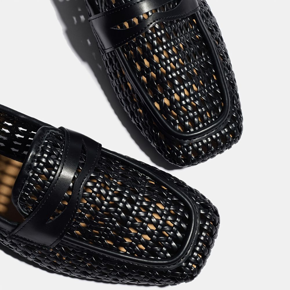 Women's breathable woven loafers with square toe