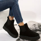 Women’s chunky platform ankle boots with fleece lining