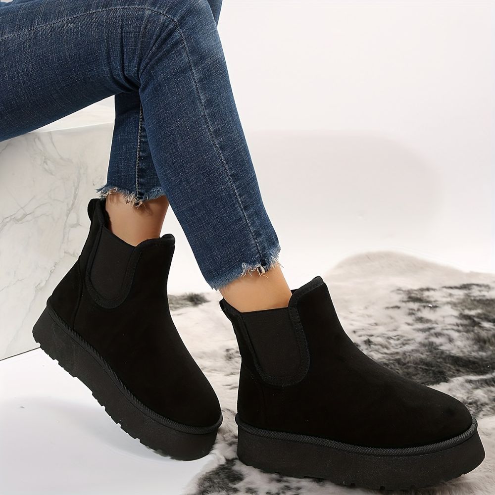 Women’s chunky platform ankle boots with fleece lining
