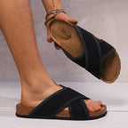 Men crossover strap slip on slippers