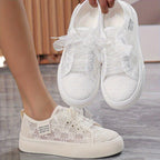 Women's breathable mesh sneakers with thick sole