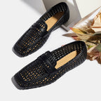 Women's breathable woven loafers with square toe