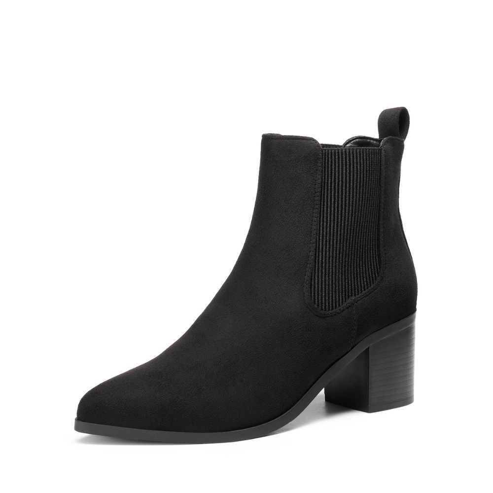 Women’s chunky heel ankle boots with pointed toe