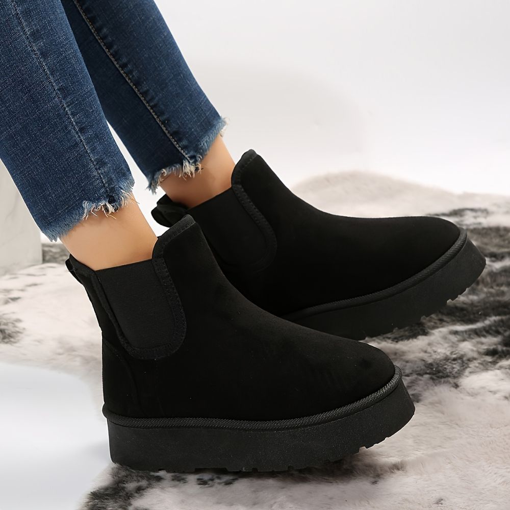 Women’s chunky platform ankle boots with fleece lining