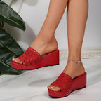 Women's Platform Sandals with Crochet Design