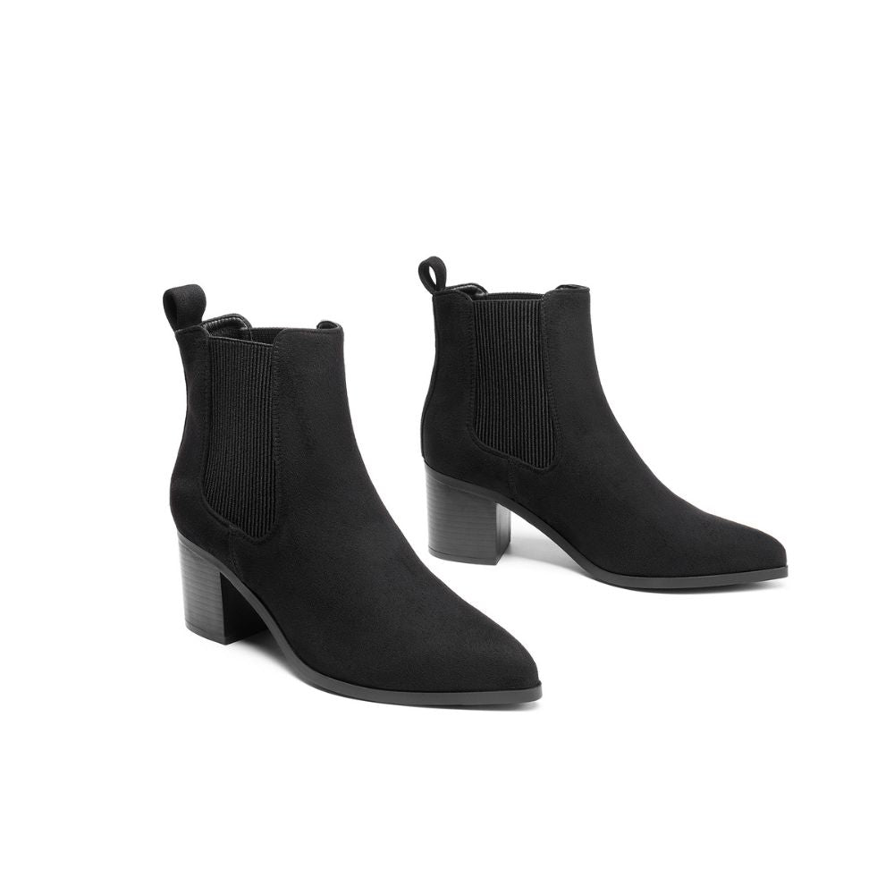 Women’s chunky heel ankle boots with pointed toe