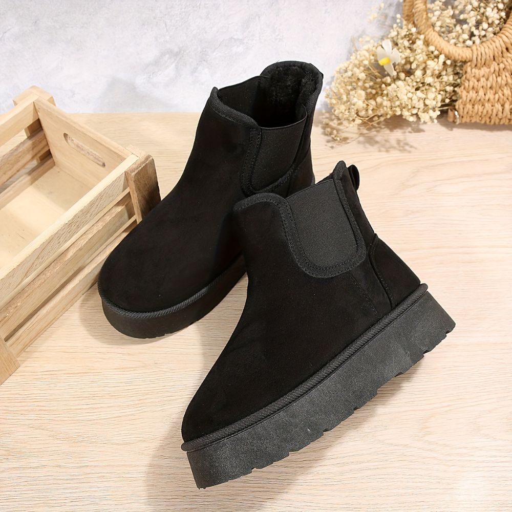 Women’s chunky platform ankle boots with fleece lining