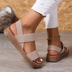 Women's cross-strap sandals with thick sole