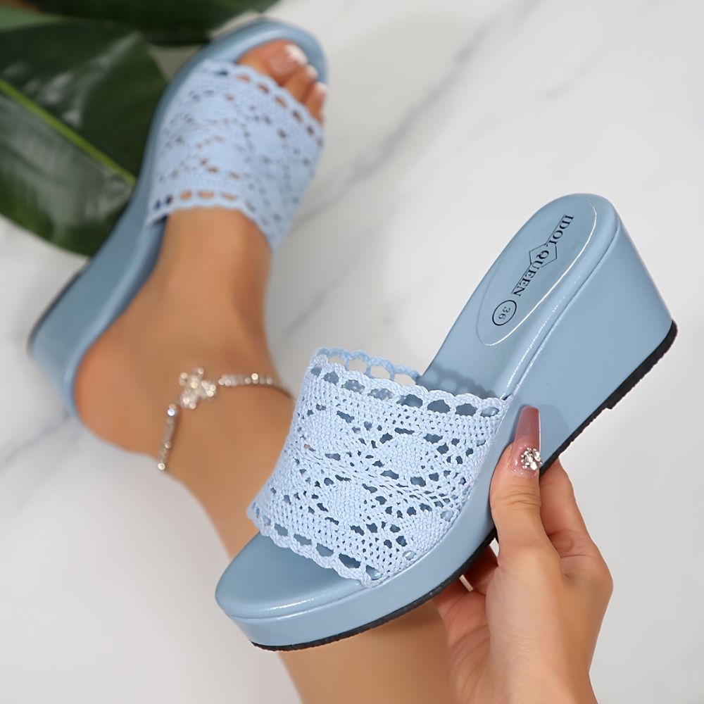 Women's Platform Sandals with Crochet Design
