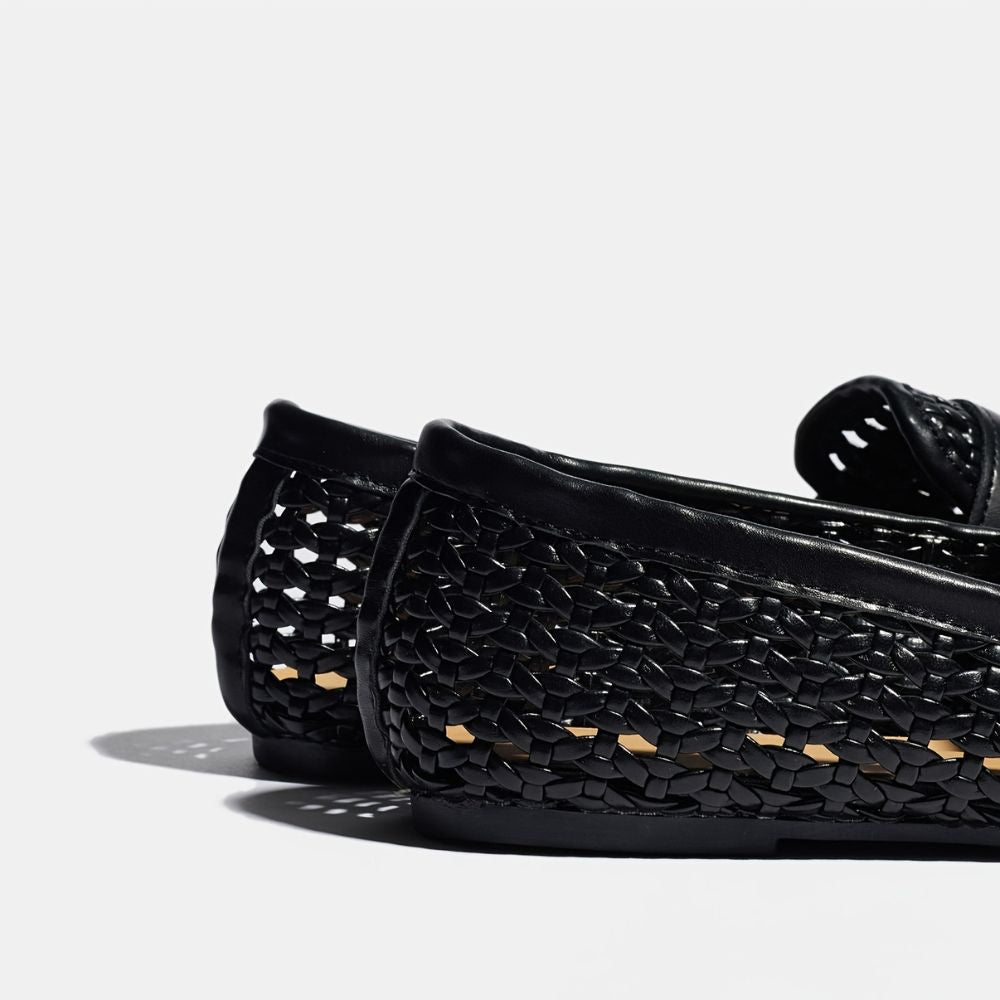 Women's breathable woven loafers with square toe
