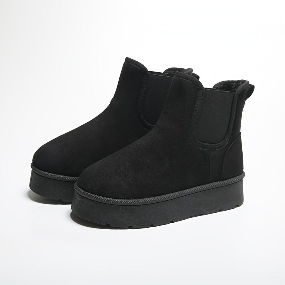 Women’s chunky platform ankle boots with fleece lining