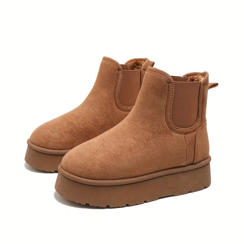 Women’s chunky platform ankle boots with fleece lining