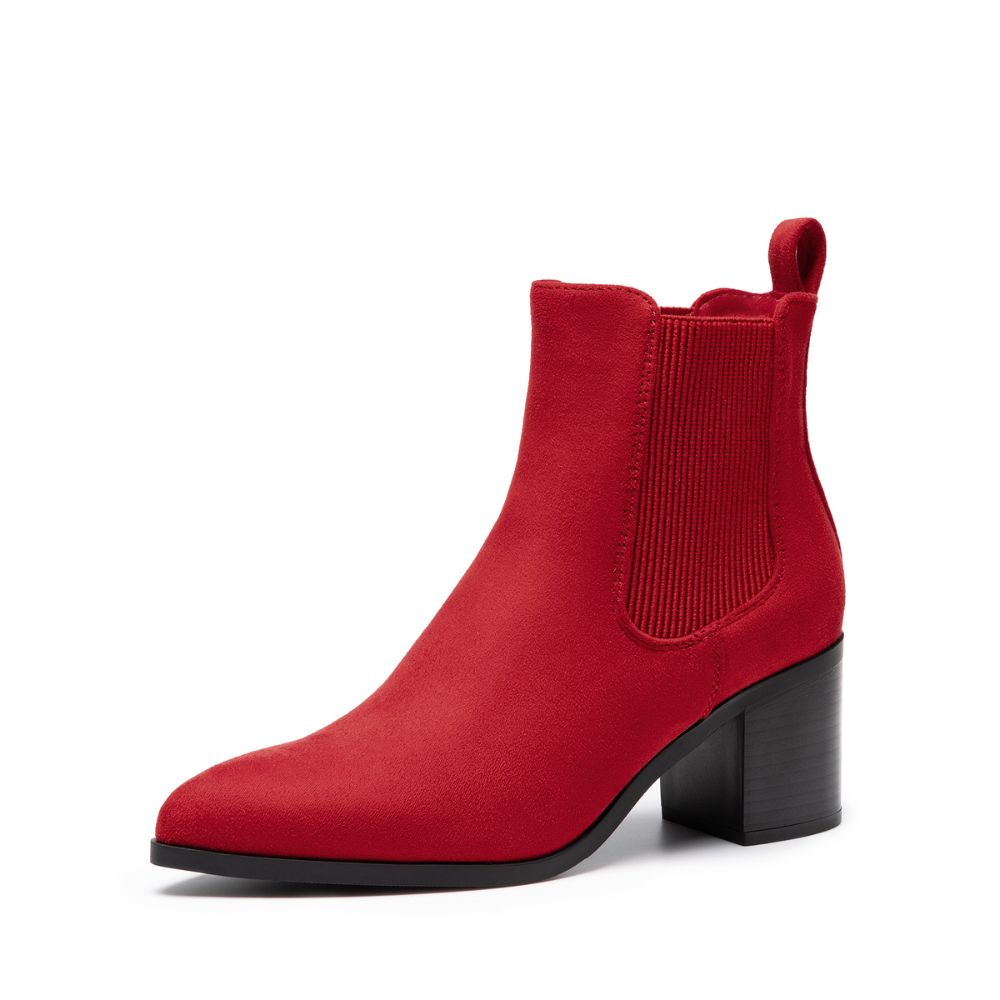 Women’s chunky heel ankle boots with pointed toe