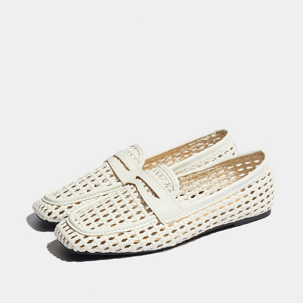Women's breathable woven loafers with square toe
