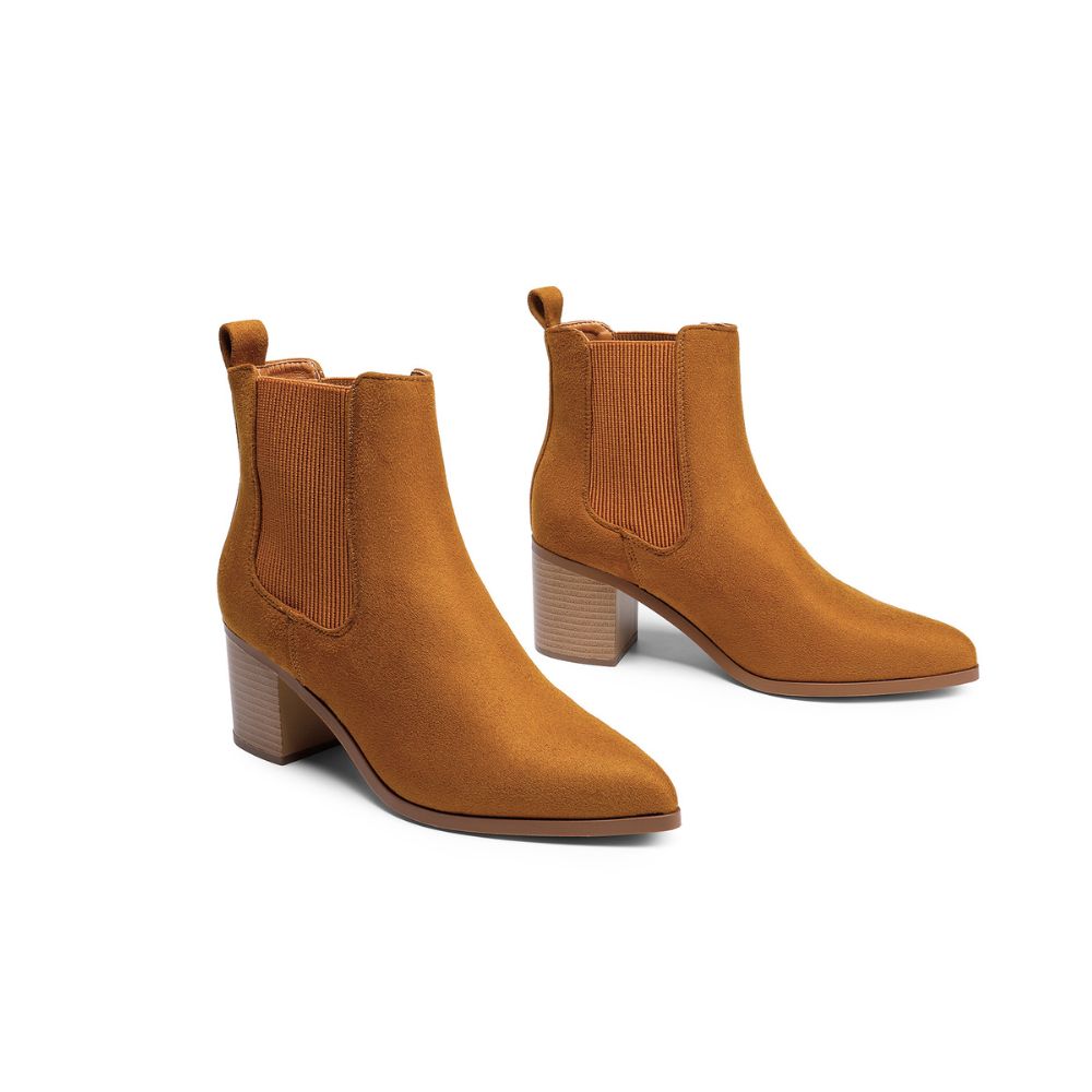 Women’s chunky heel ankle boots with pointed toe