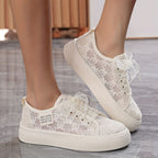Women's breathable mesh sneakers with thick sole
