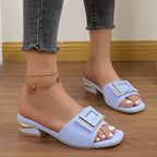 Women's chunky heel sandals with buckle