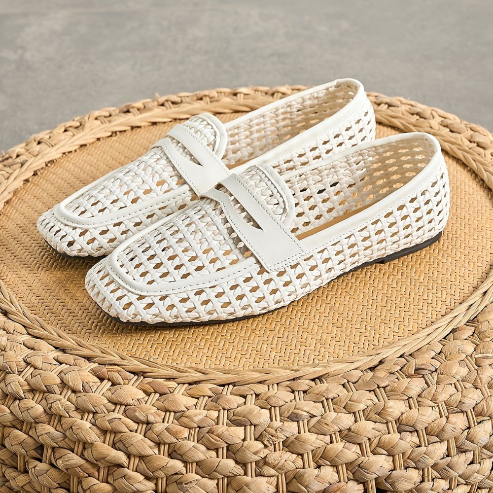 Women's breathable woven loafers with square toe