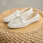 Women's breathable woven loafers with square toe