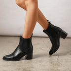 Women’s chunky heel ankle boots with pointed toe