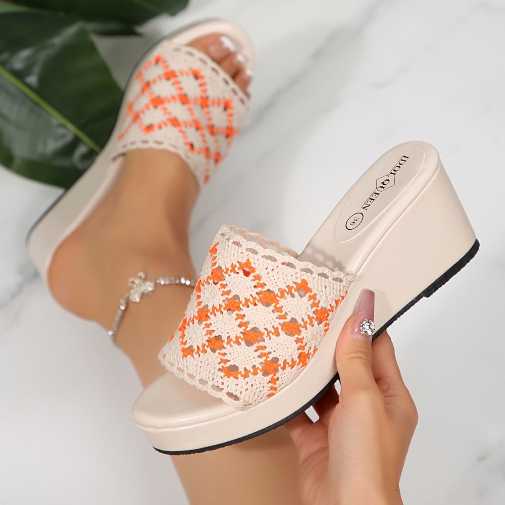 Women's Platform Sandals with Crochet Design
